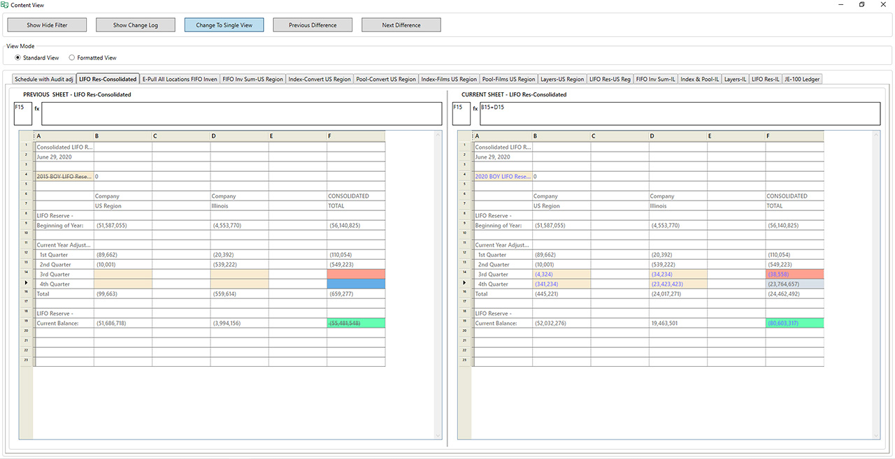 Excel Spreadsheet Management - Change Log
